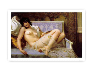 Jeune femme denudée sur canape (Young woman naked on a settee)