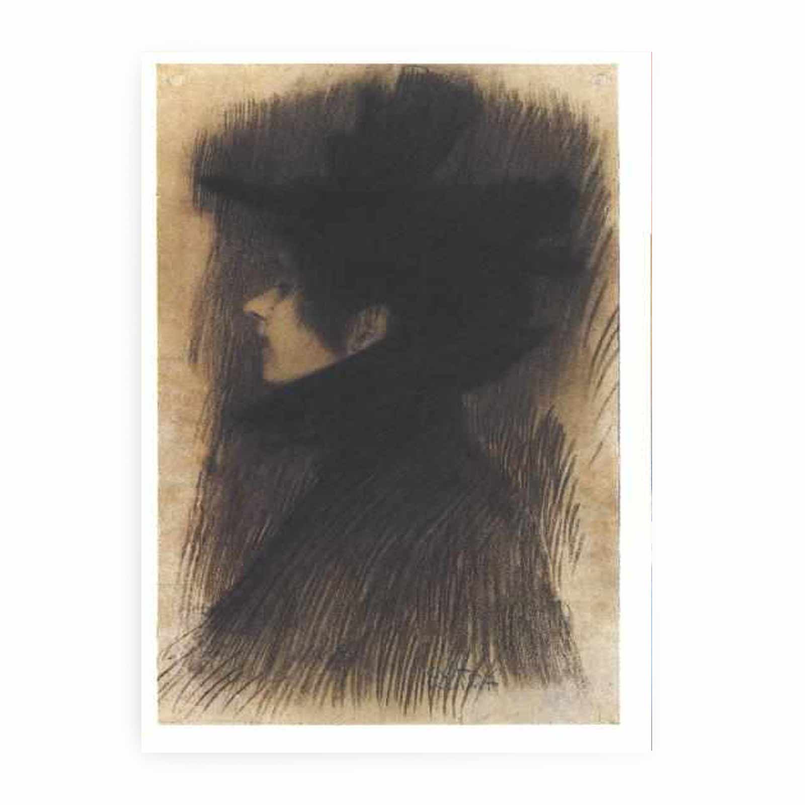 Girl with hat and cape in profil
