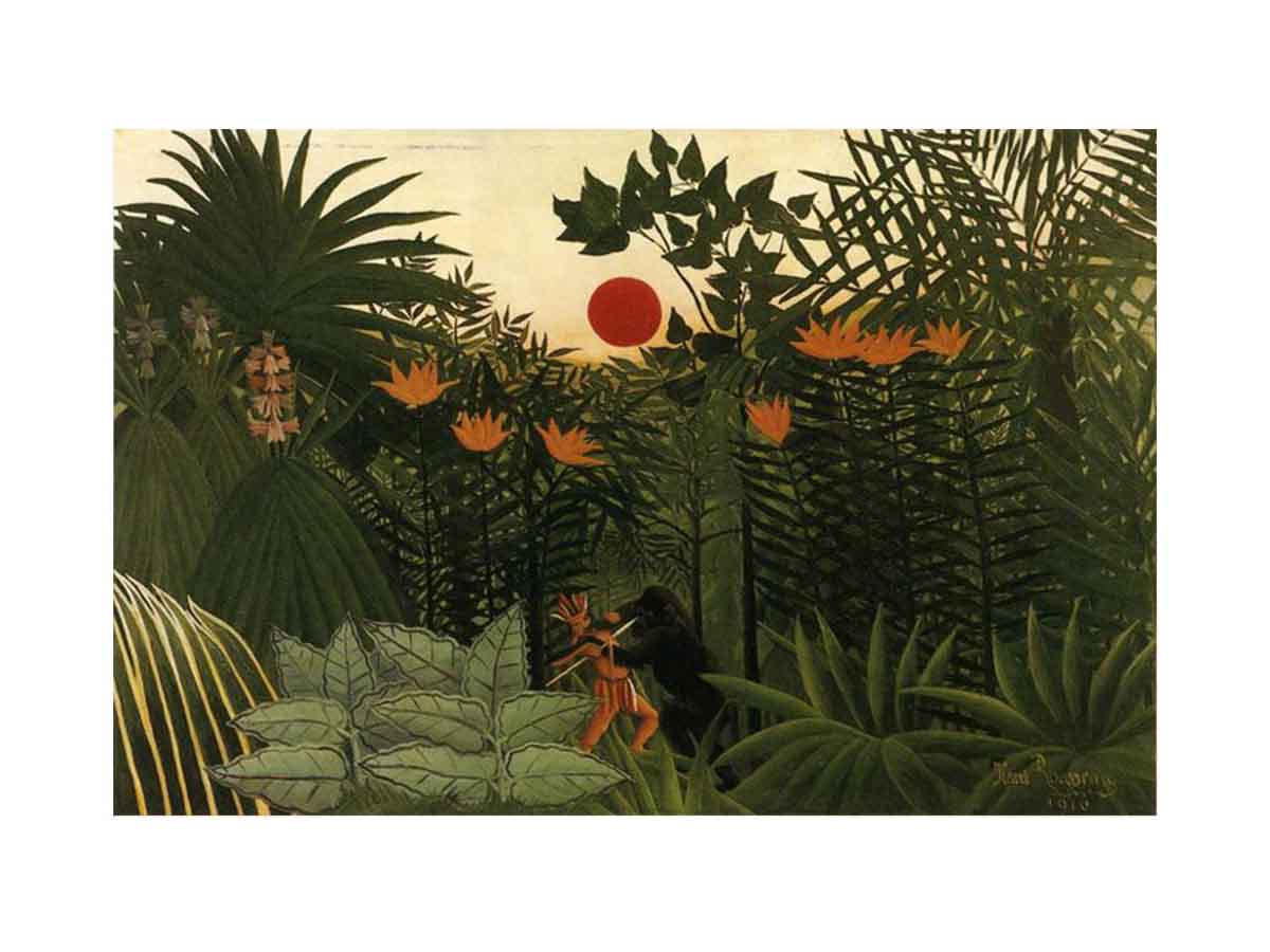 Exotic Landscape, Fight between Gorilla and Indian