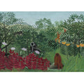 Tropical Forest With Apes And Snake
