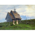 Levitan Wooden church in Plyos at the sunset