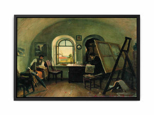I. I. Shishkin and A. V. Gine in the Studio on the Valaam Island