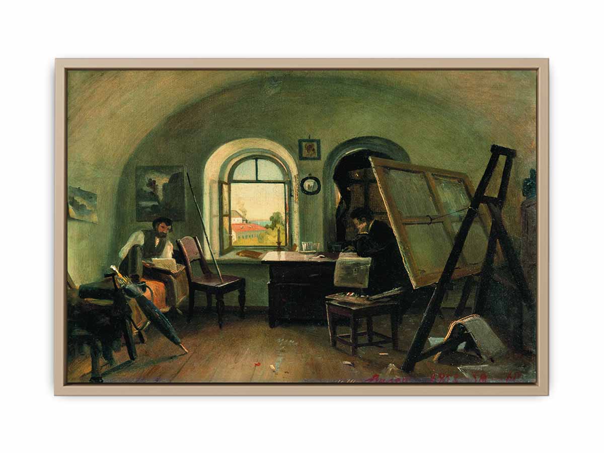 I. I. Shishkin and A. V. Gine in the Studio on the Valaam Island