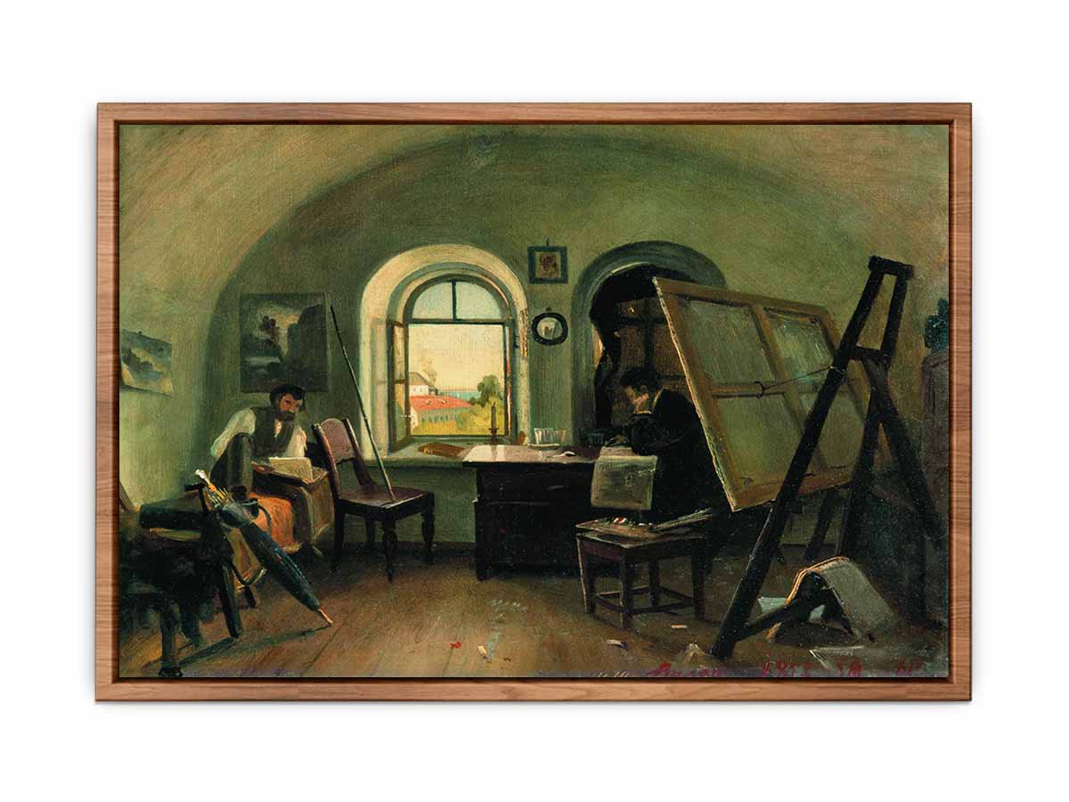 I. I. Shishkin and A. V. Gine in the Studio on the Valaam Island
