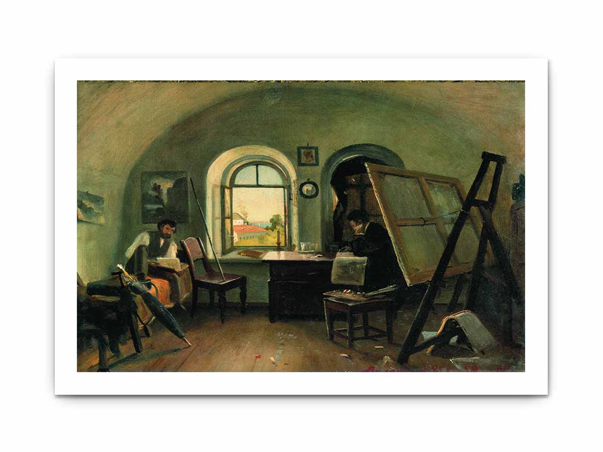 I. I. Shishkin and A. V. Gine in the Studio on the Valaam Island