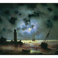 Sea coast at night. Near the beacon