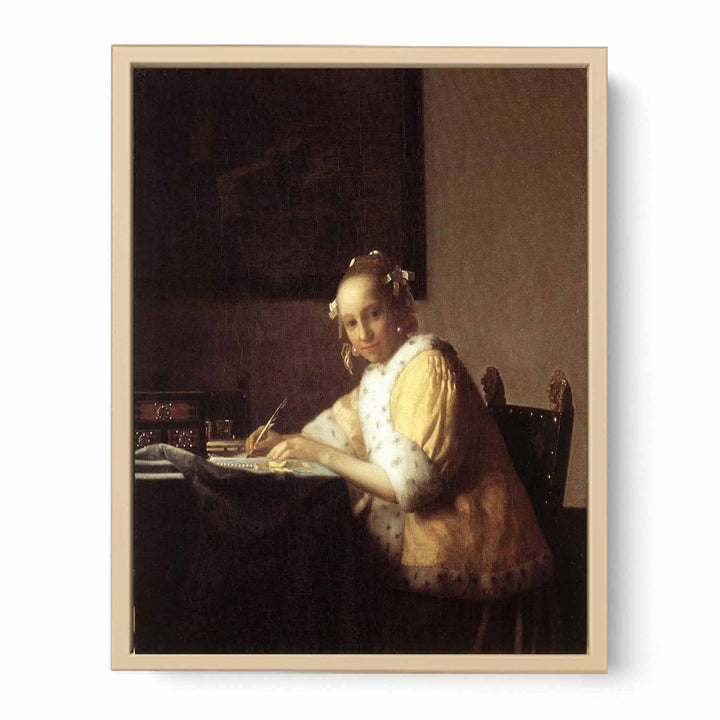 A lady writing