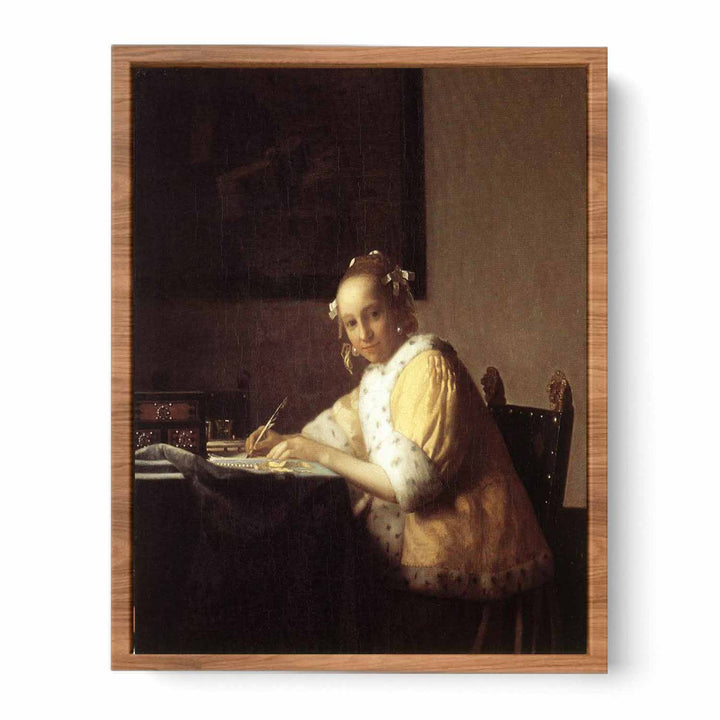 A lady writing