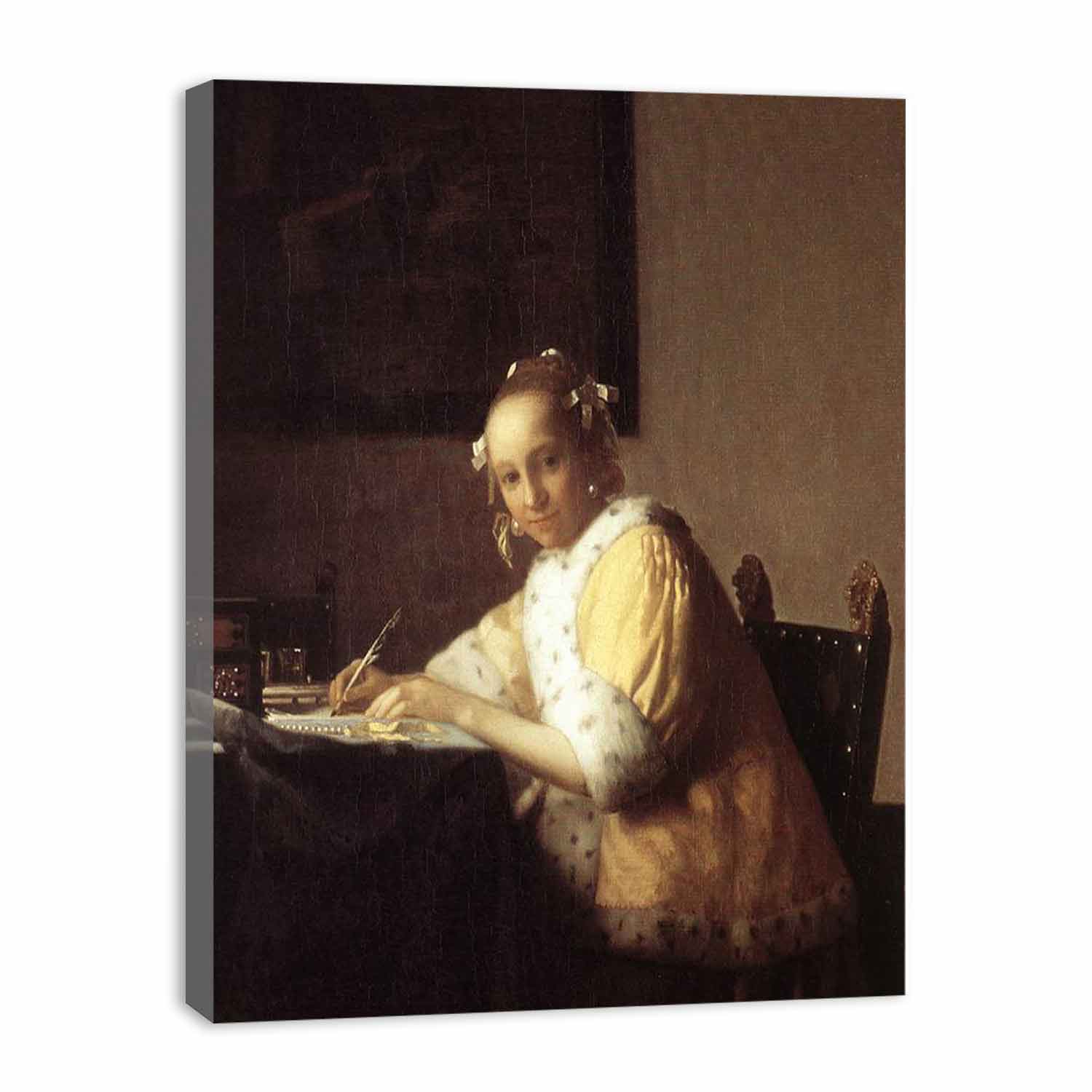 A lady writing