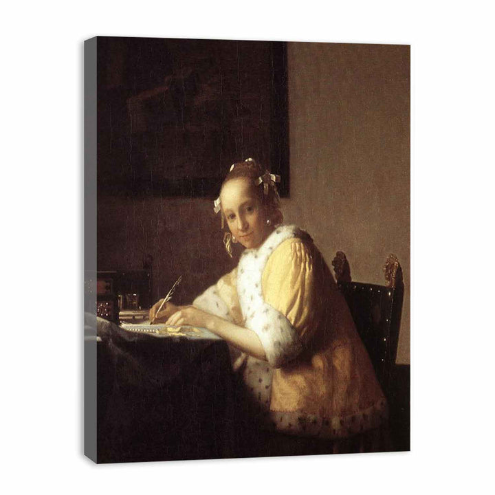 A lady writing
