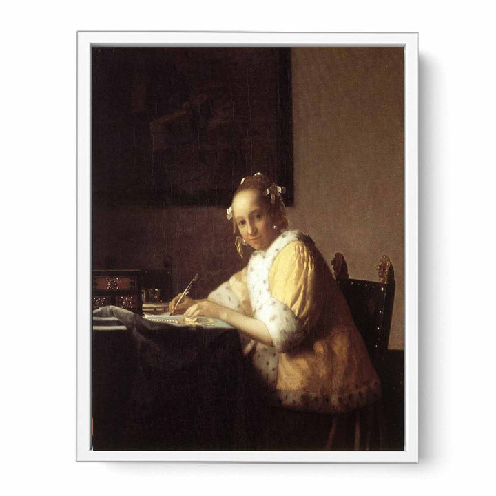 A lady writing