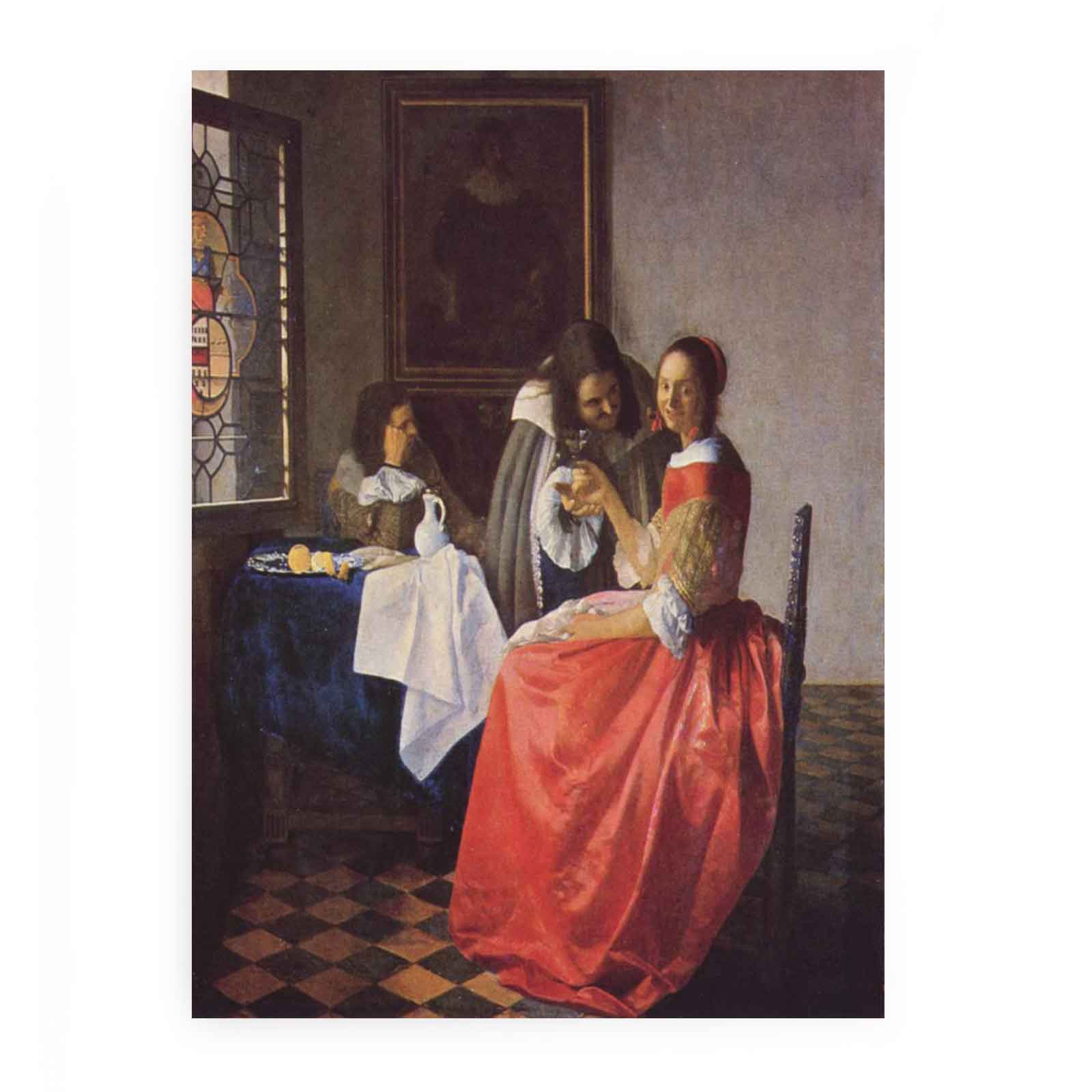 The girl with a wineglass.
