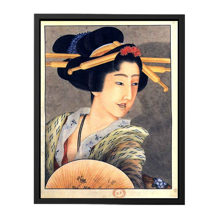 Portrait of a woman holding a fan