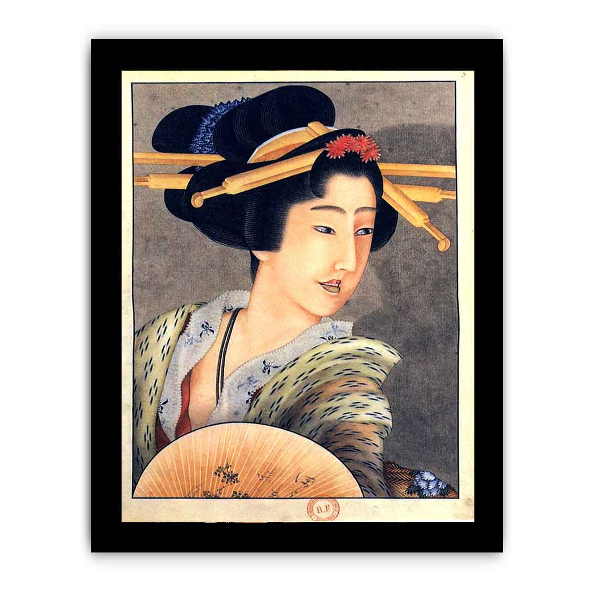 Portrait of a woman holding a fan