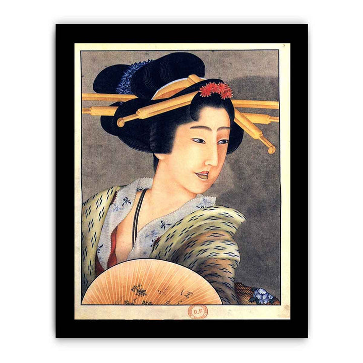 Portrait of a woman holding a fan