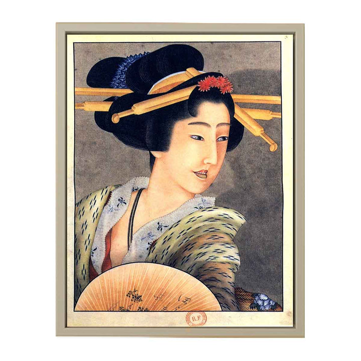 Portrait of a woman holding a fan