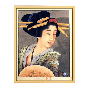 Portrait of a woman holding a fan
