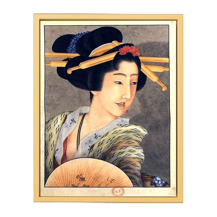 Portrait of a woman holding a fan