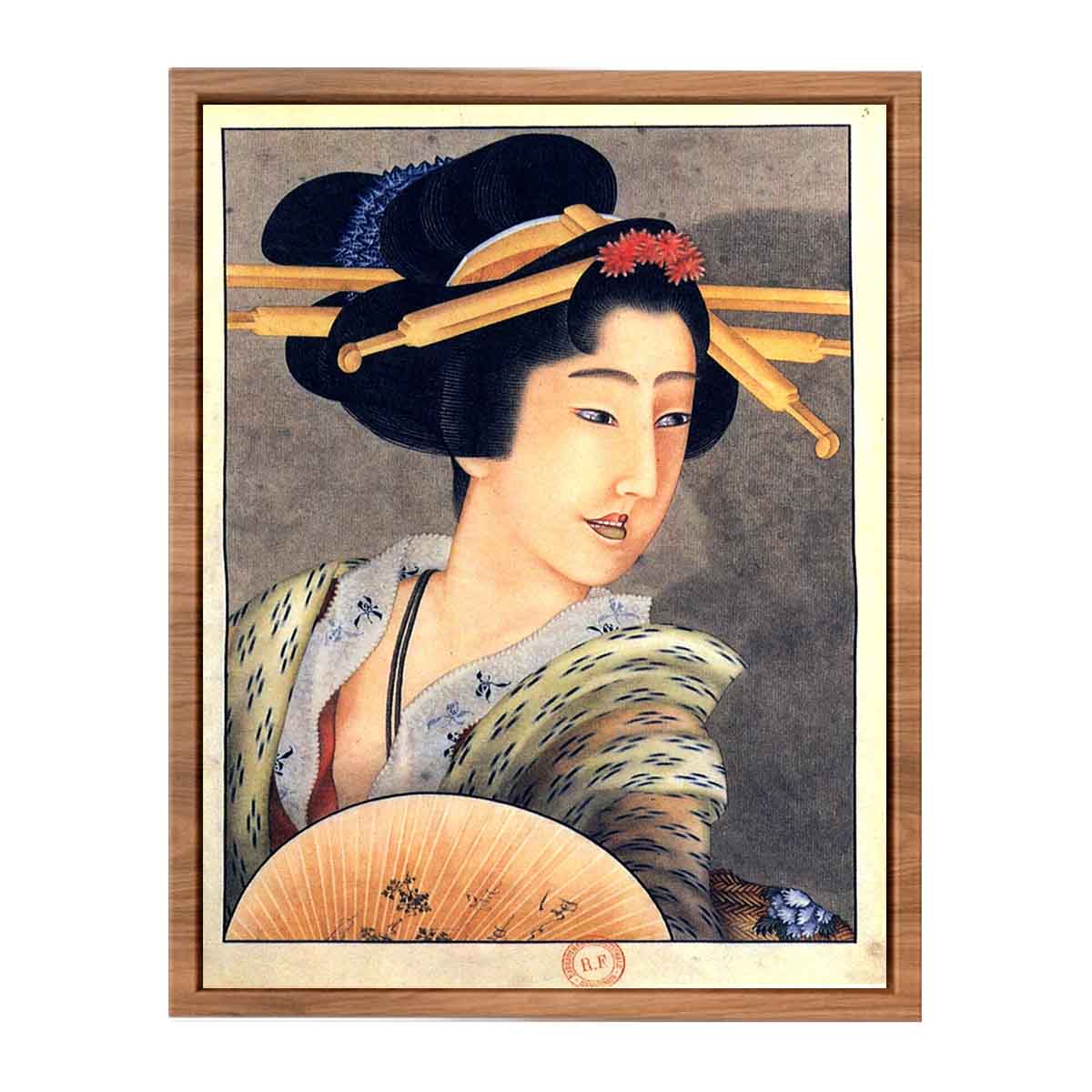 Portrait of a woman holding a fan