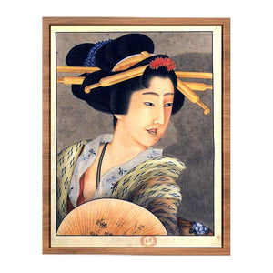 Portrait of a woman holding a fan