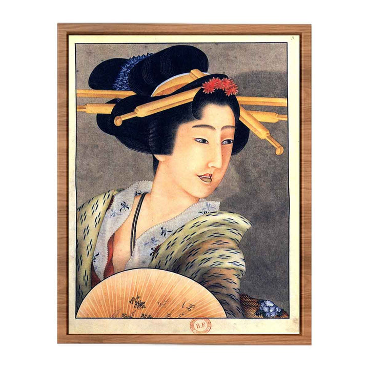 Portrait of a woman holding a fan