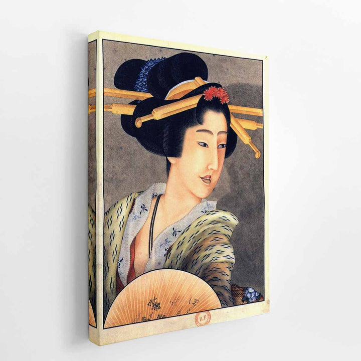 Portrait of a woman holding a fan