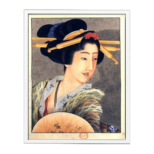 Portrait of a woman holding a fan