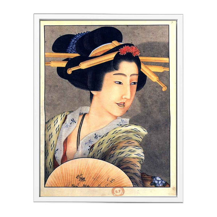 Portrait of a woman holding a fan