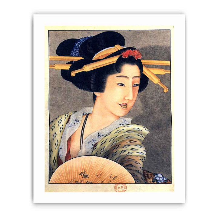 Portrait of a woman holding a fan