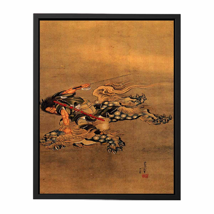 Shoki riding a shishi lion
