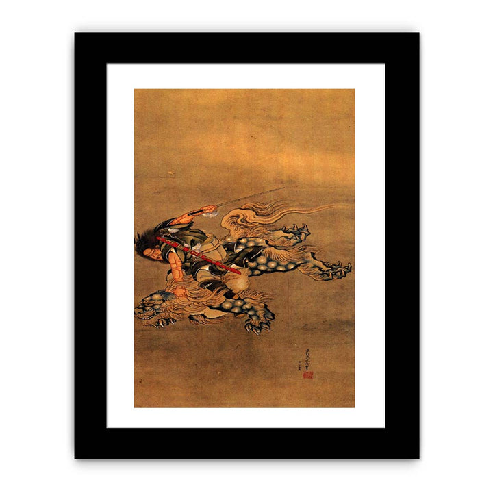 Shoki riding a shishi lion