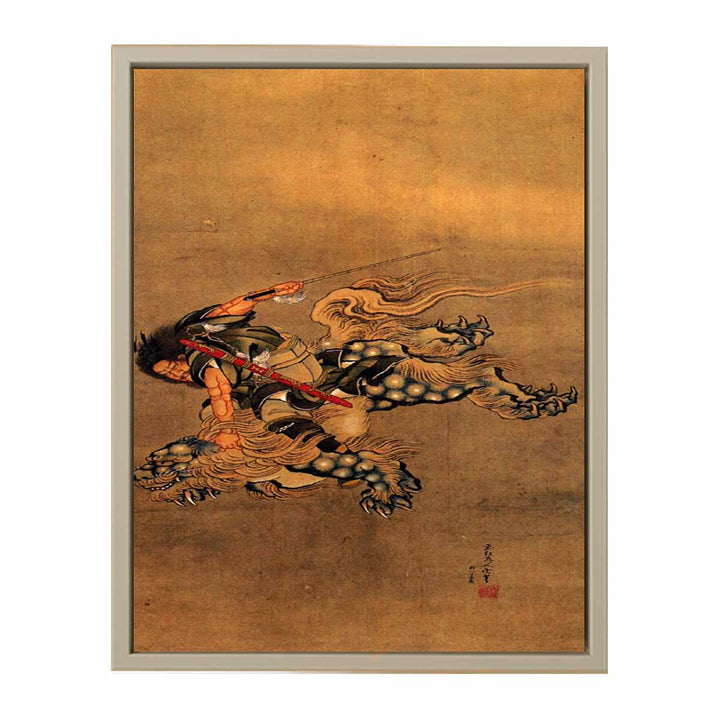 Shoki riding a shishi lion