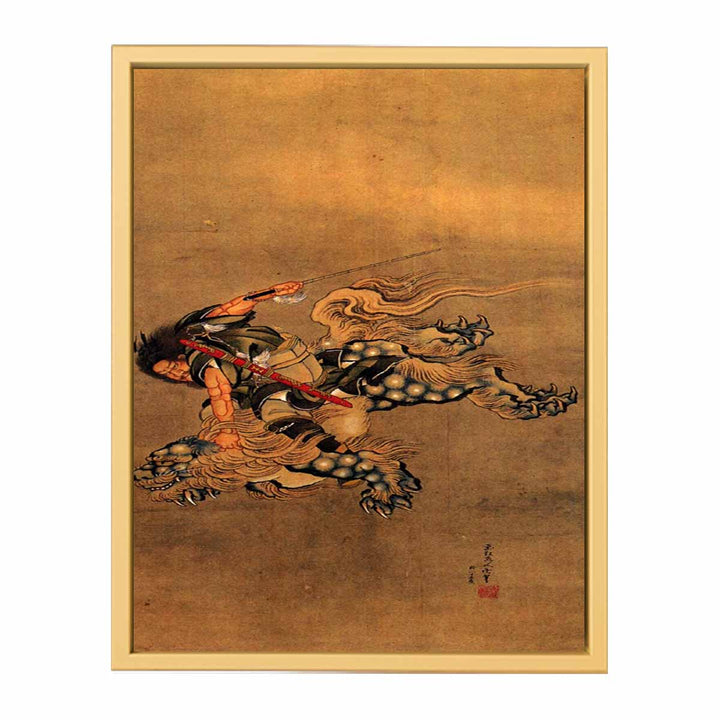 Shoki riding a shishi lion