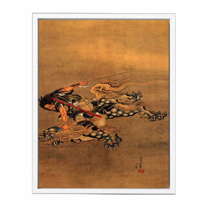 Shoki riding a shishi lion