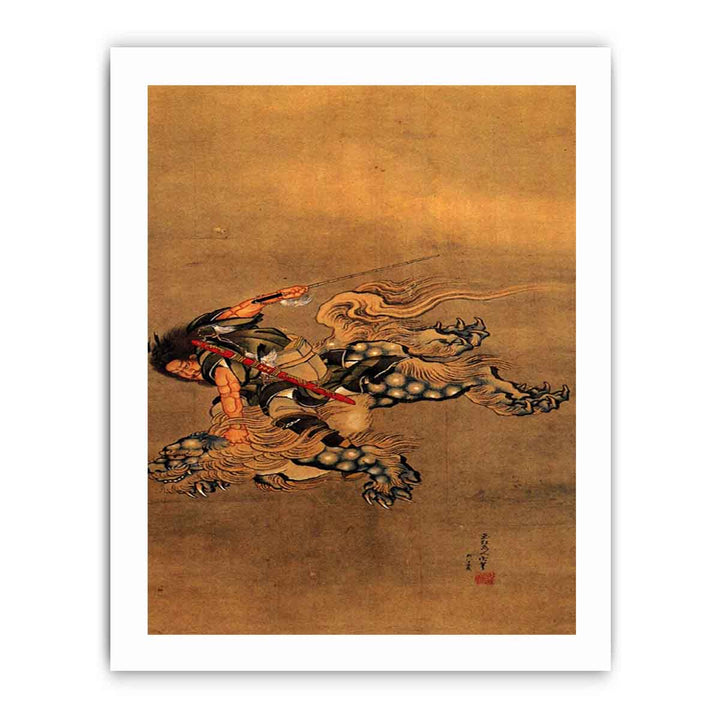 Shoki riding a shishi lion