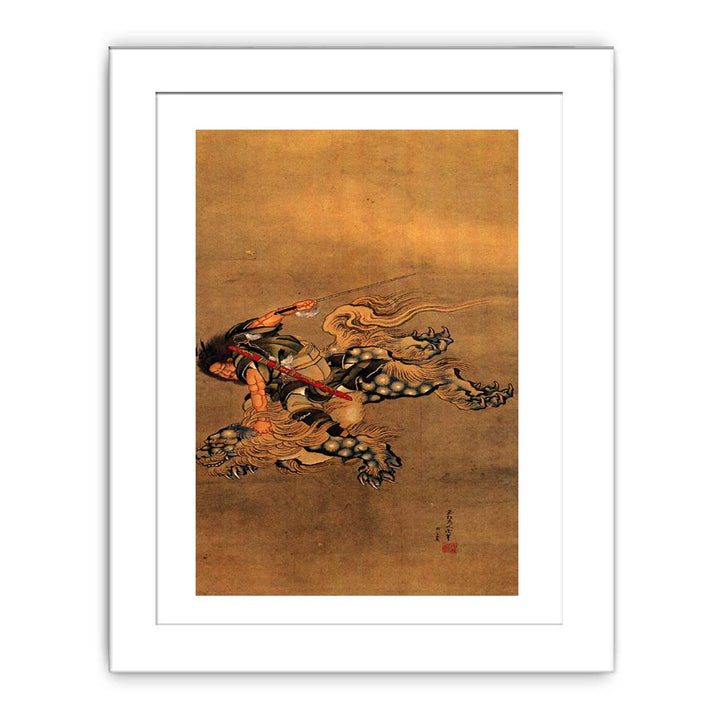 Shoki riding a shishi lion