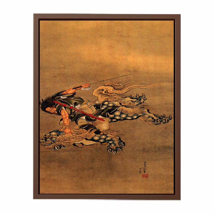 Shoki riding a shishi lion