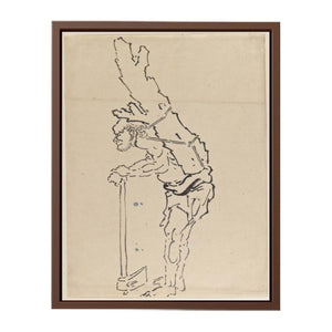Drawing of Man Resting on Axe and Carrying Part of Tree Trunk on His Back