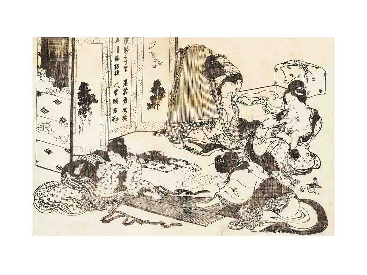 Scene of housekeeping. Four women are working