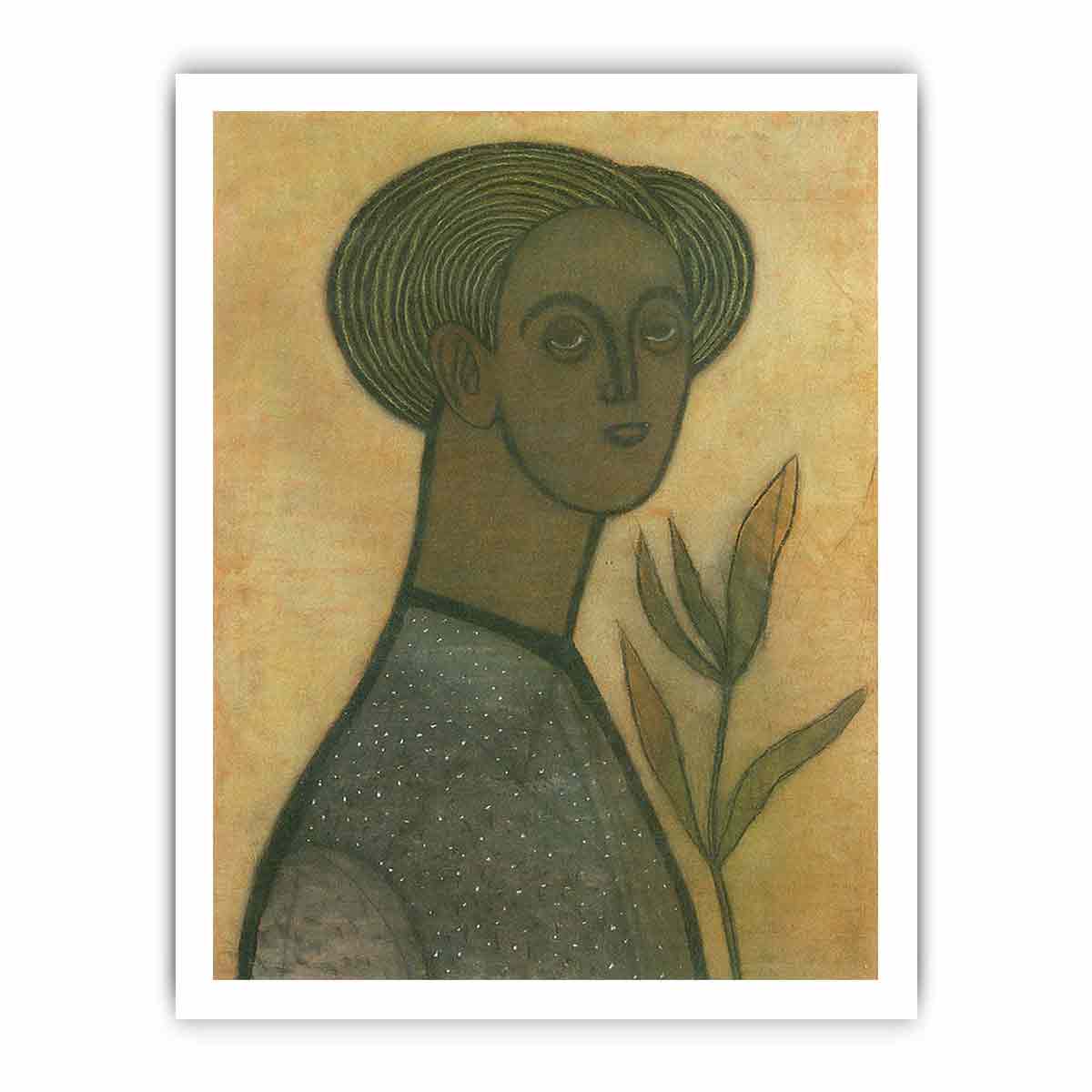 Self-portrait with lilies