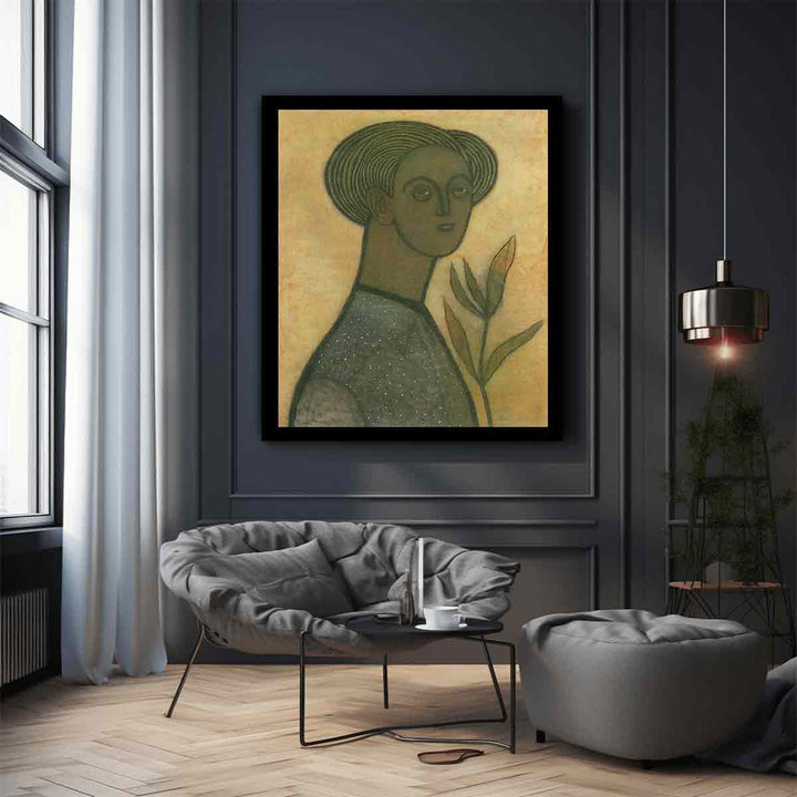 Self-portrait with lilies