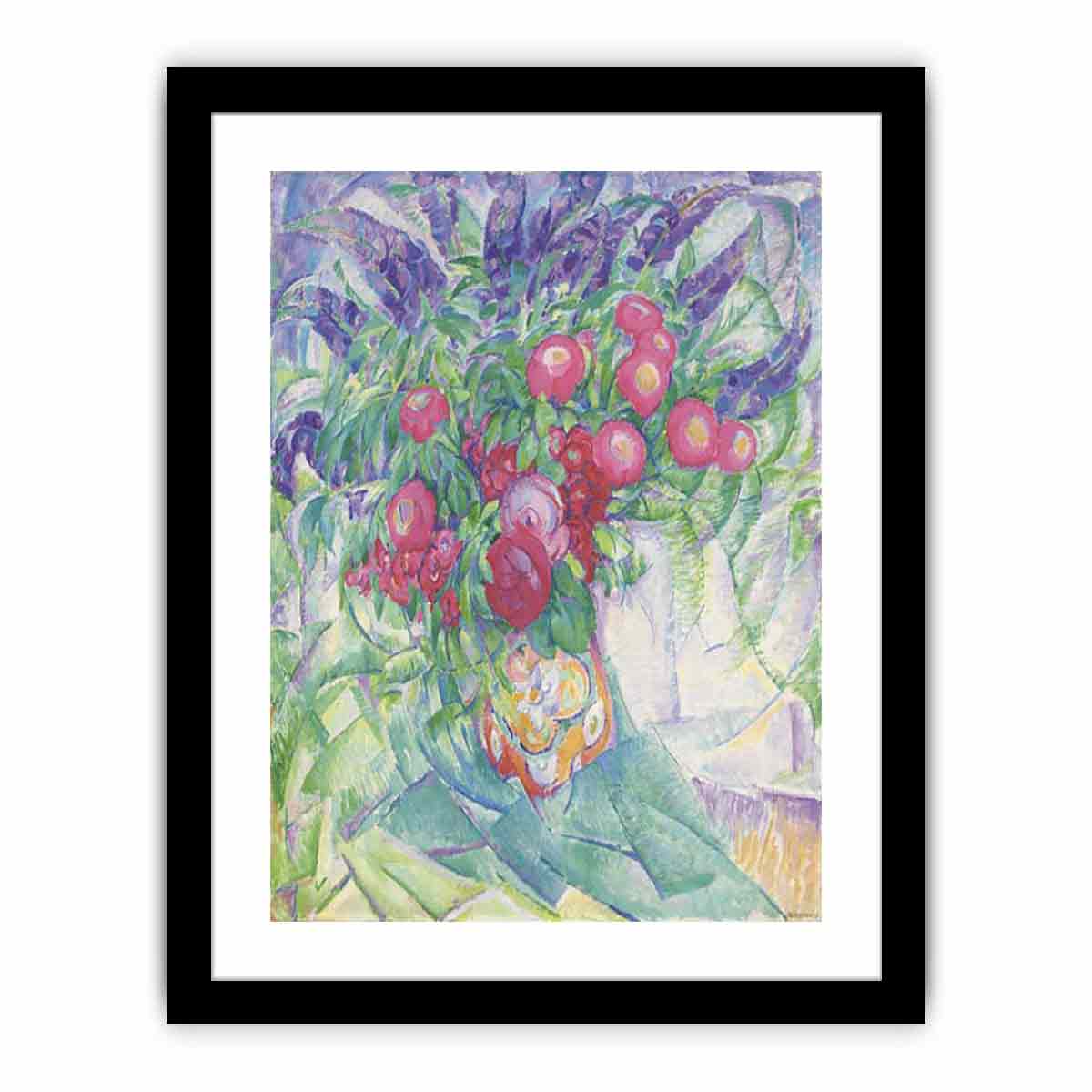 Still life with peonies anemones and lupins