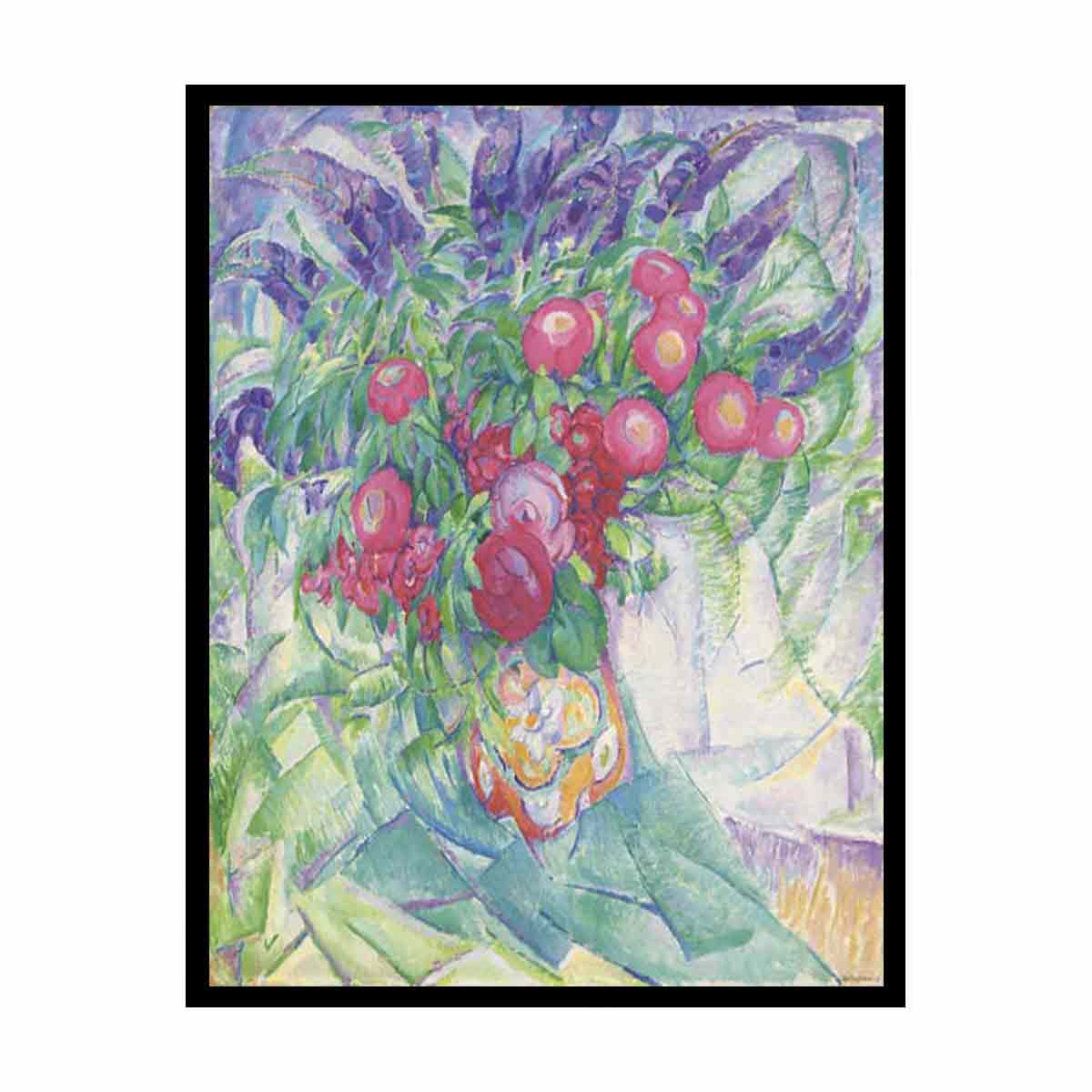 Still life with peonies anemones and lupins