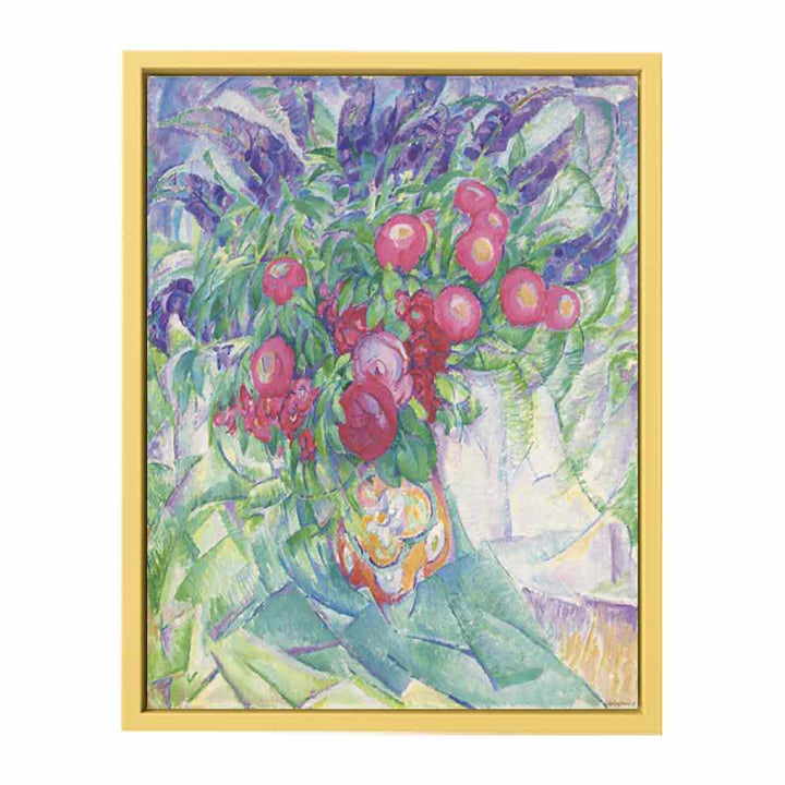 Still life with peonies anemones and lupins