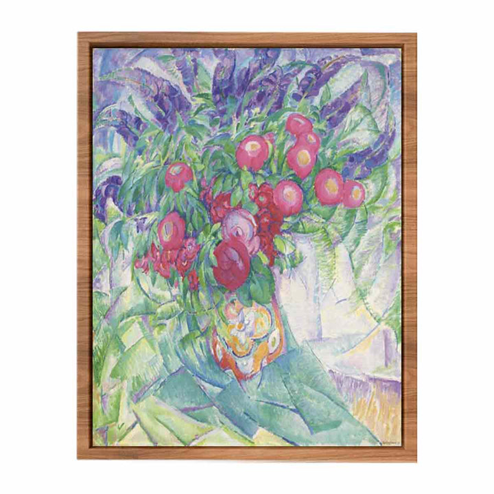 Still life with peonies anemones and lupins