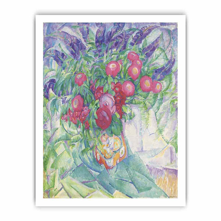 Still life with peonies anemones and lupins