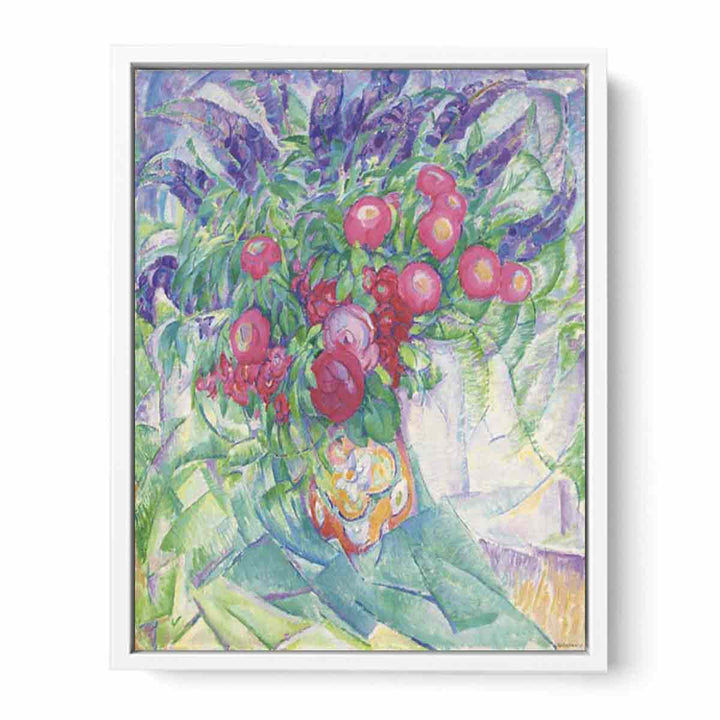 Still life with peonies anemones and lupins