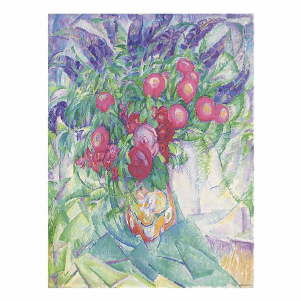 Still life with peonies anemones and lupins