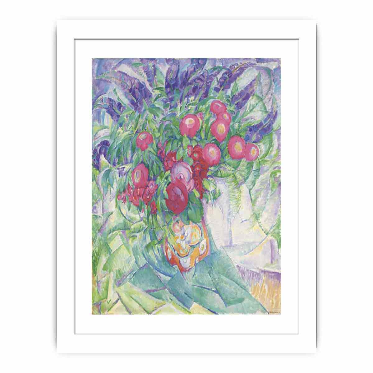 Still life with peonies anemones and lupins