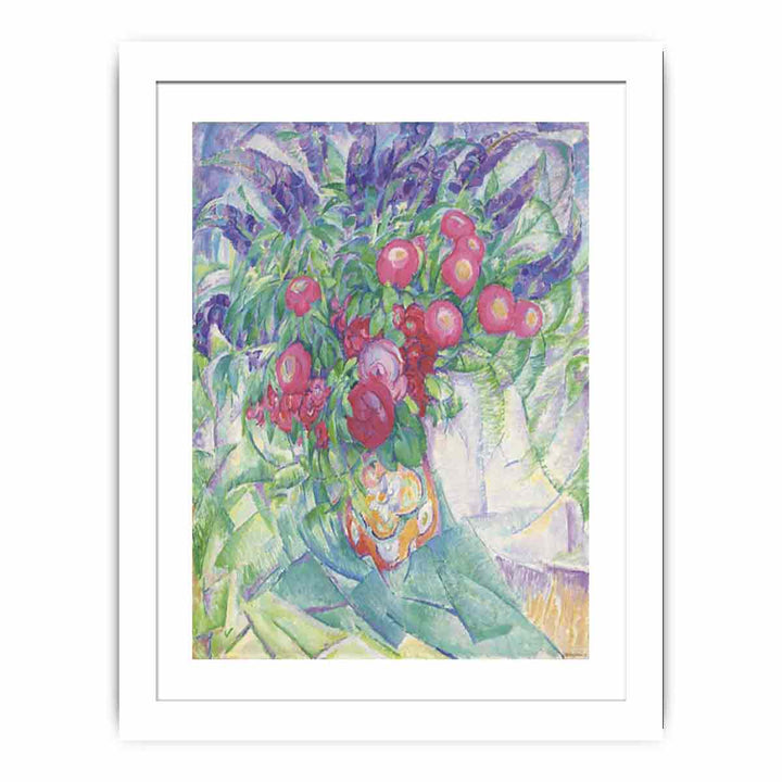 Still life with peonies anemones and lupins